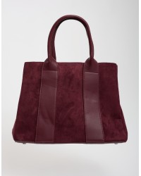 Borsa Contrasti Tessuto Effetto Scamosciata