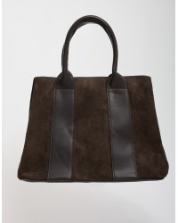 Borsa Contrasti Tessuto Effetto Scamosciata