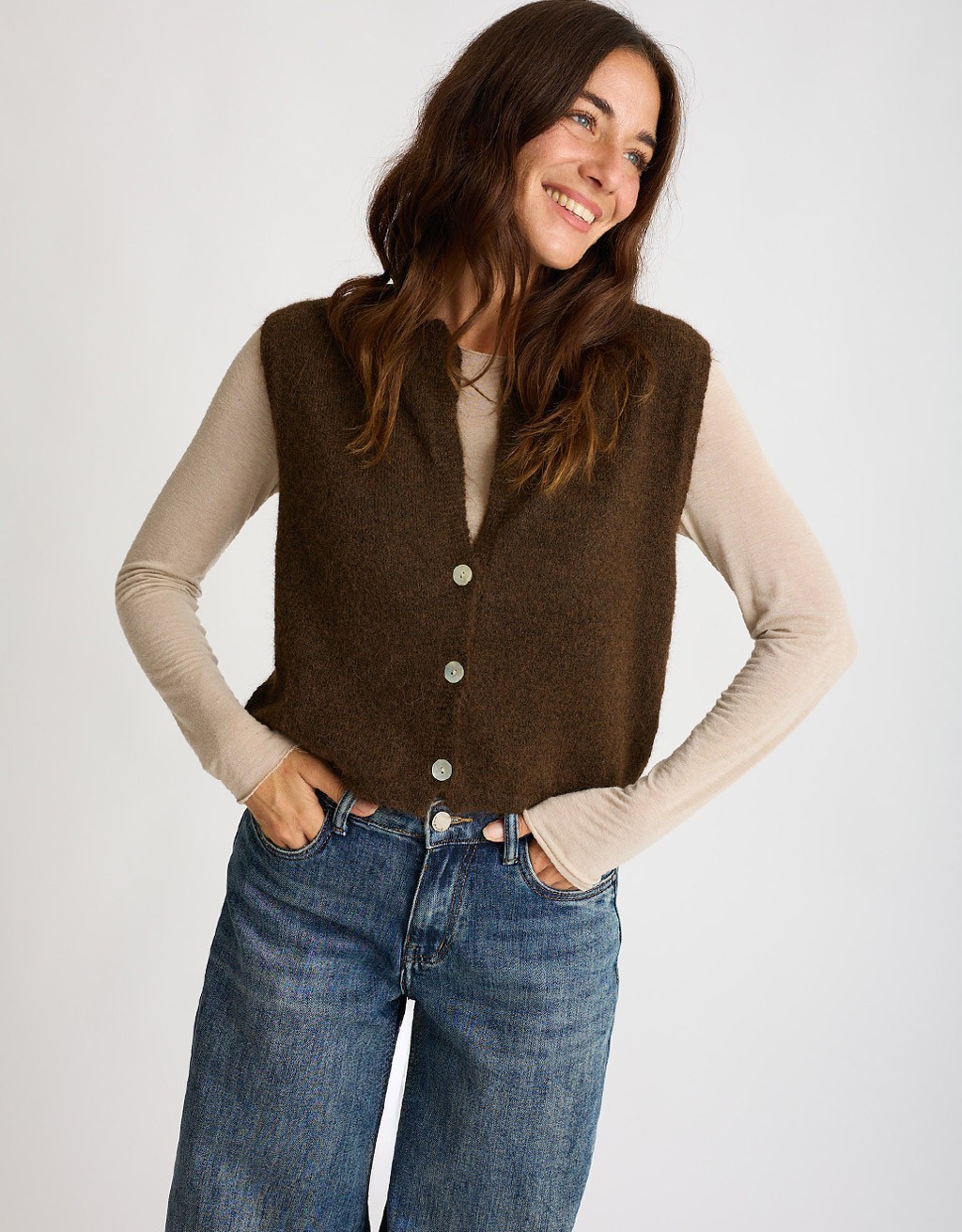 Gilet Melange Con Lana