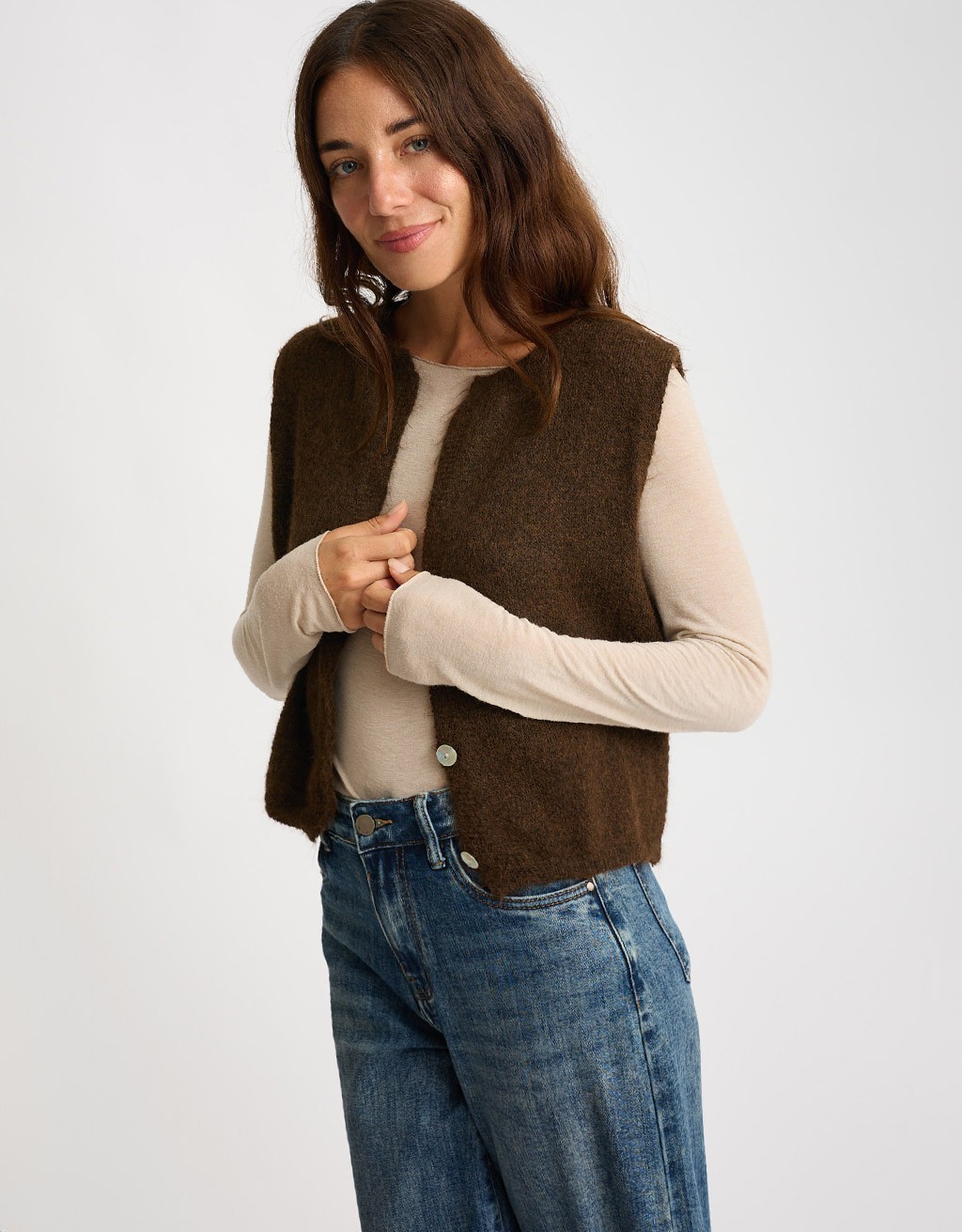 Gilet Melange Con Lana