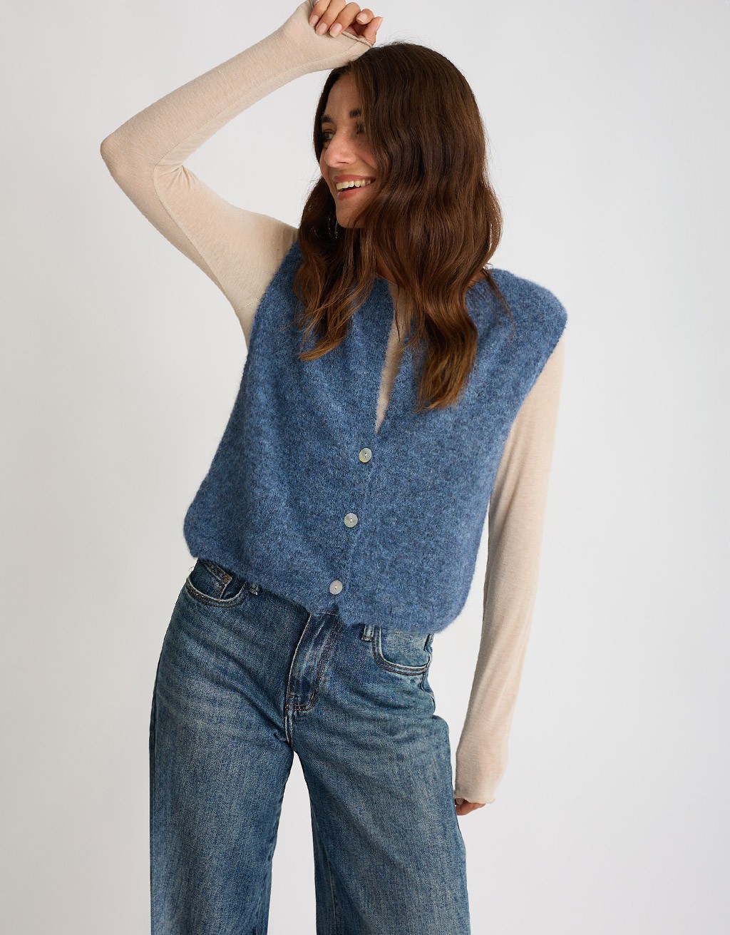 Gilet Melange Con Lana