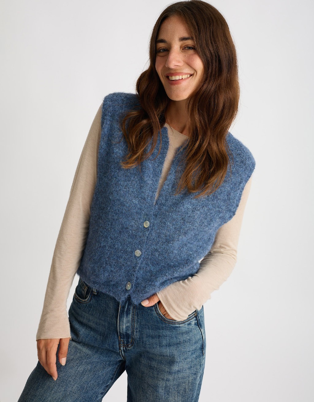 Gilet Melange Con Lana