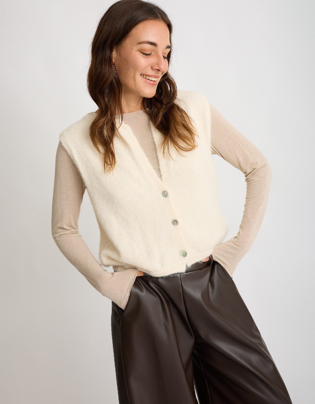 Gilet Melange Con Lana
