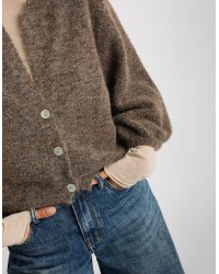 Cardigan Crop Melange Con Lana