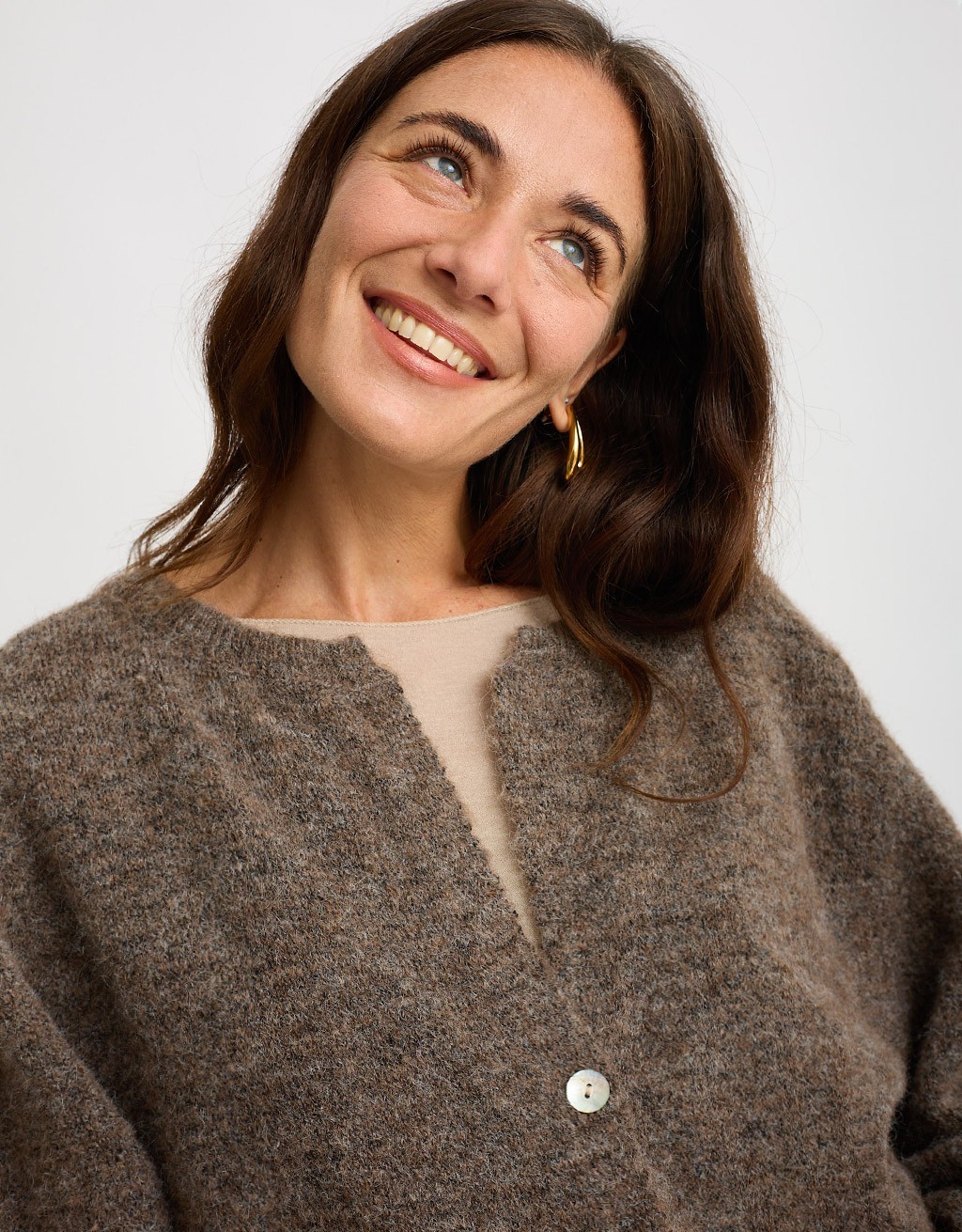 Cardigan Crop Melange Con Lana