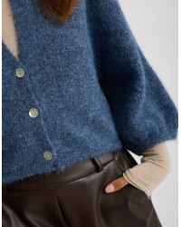 Cardigan Crop Melange Con Lana