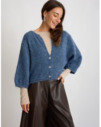 Cardigan Crop Melange Con Lana