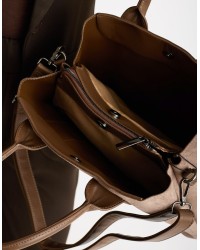 Borsa Contrasti Tessuto Effetto Scamosciata