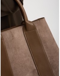 Borsa Contrasti Tessuto Effetto Scamosciata