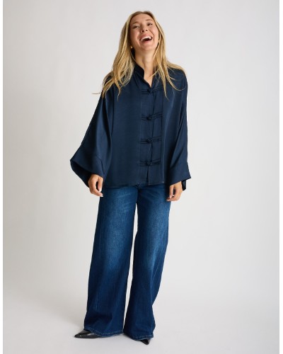 Camicia Raso Pesante Over Alamari