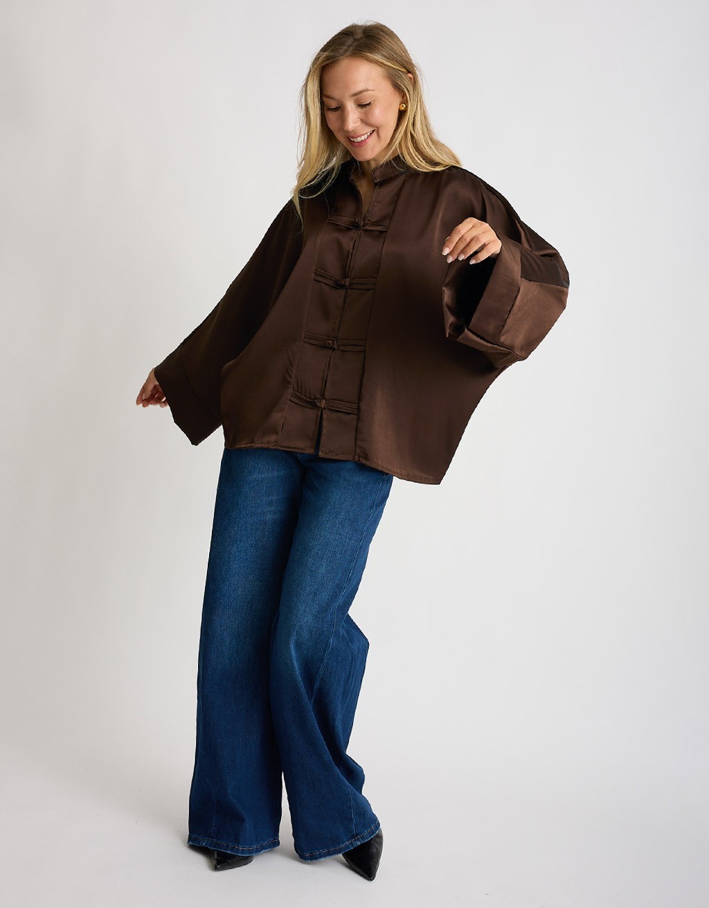Camicia Raso Pesante Over Alamari