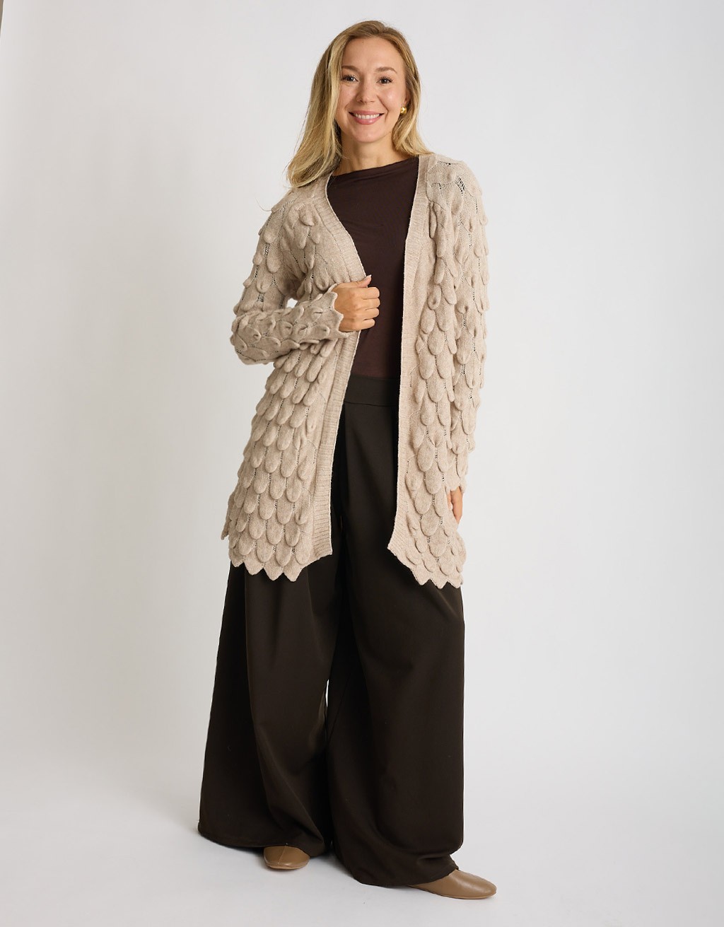 Cardigan Midi Punto Pavone