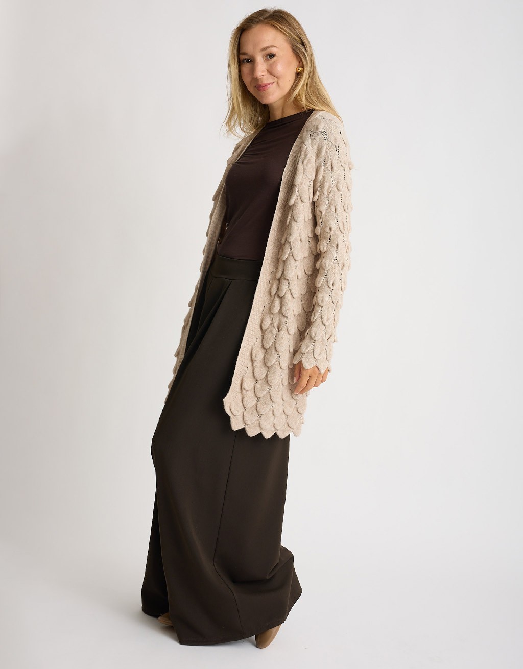Cardigan Midi Punto Pavone