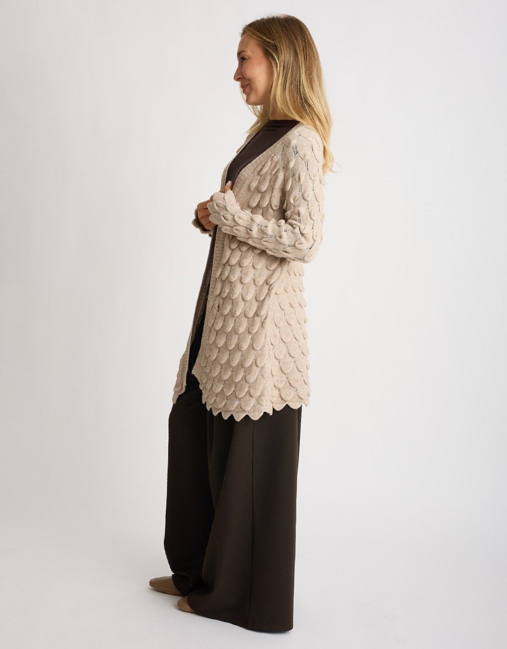 Cardigan Midi Punto Pavone