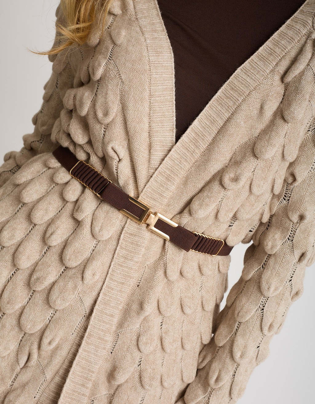 Cardigan Midi Punto Pavone