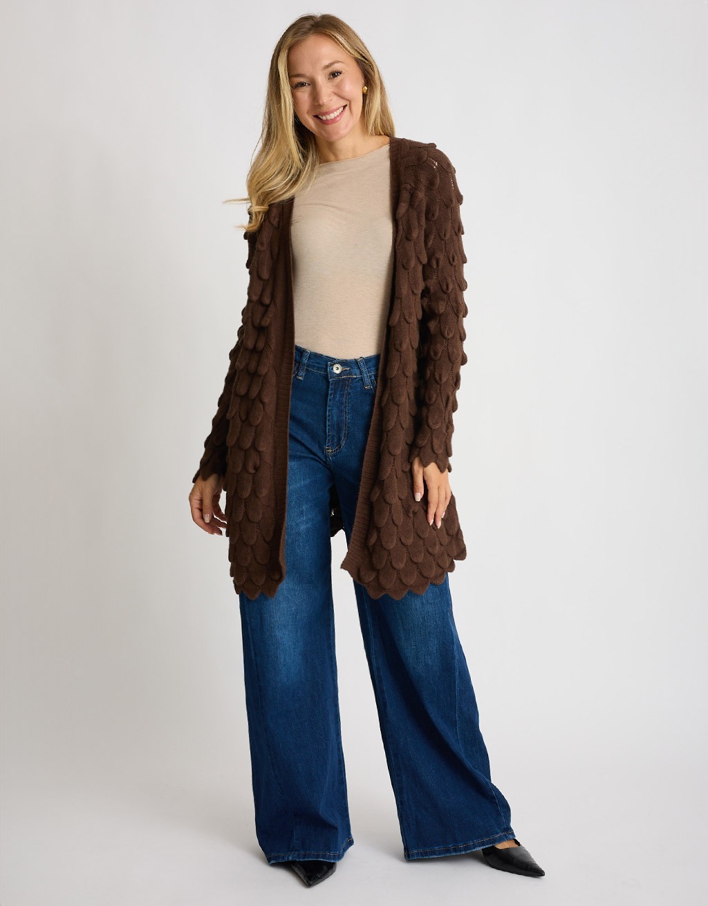 Cardigan Midi Punto Pavone