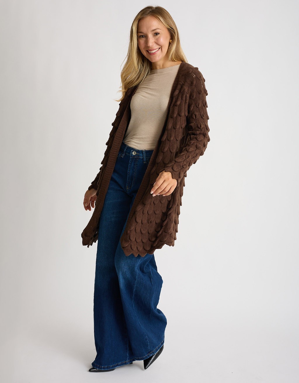Cardigan Midi Punto Pavone