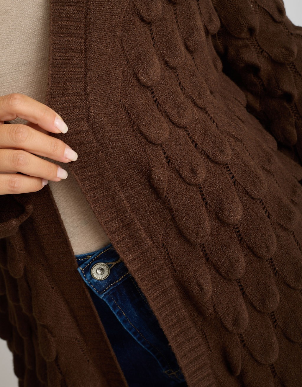 Cardigan Midi Punto Pavone