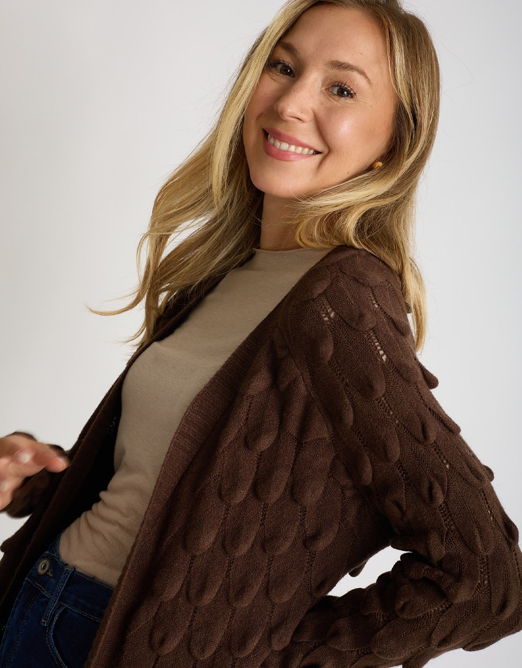 Cardigan Midi Punto Pavone