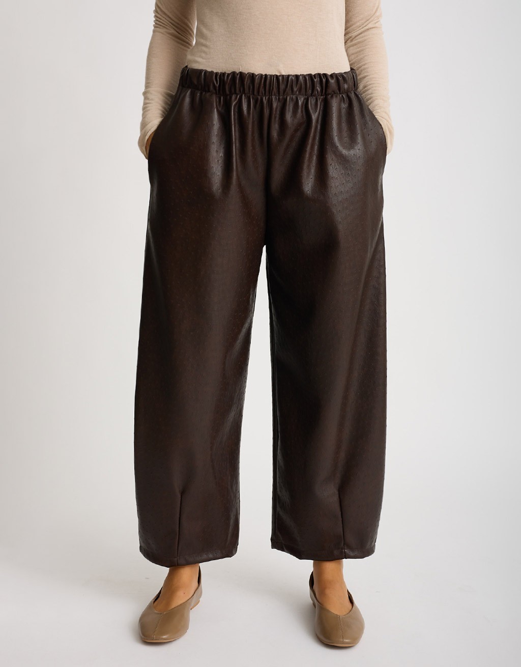 Pantalone Balloon Finta Pelle Lavorata