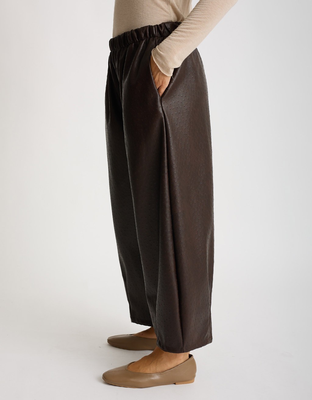 Pantalone Balloon Finta Pelle Lavorata