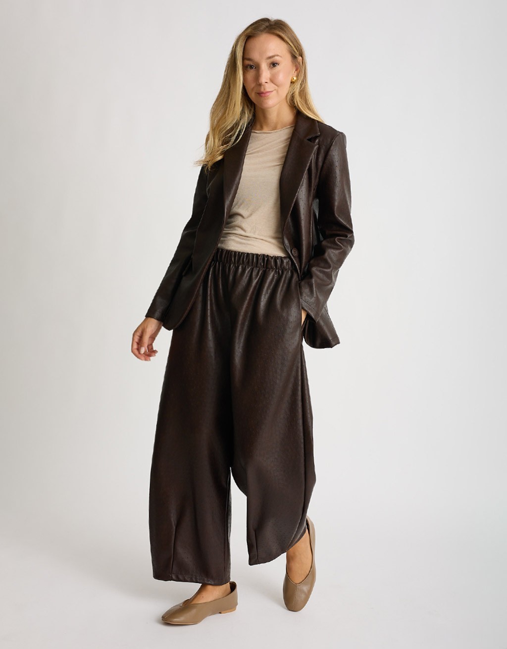 Pantalone Balloon Finta Pelle Lavorata