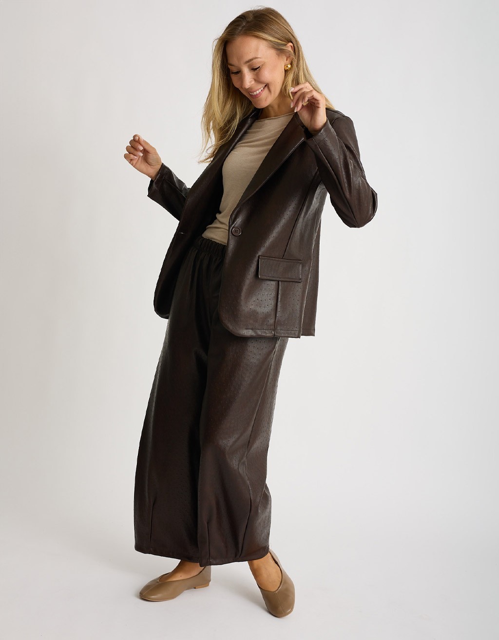 Pantalone Balloon Finta Pelle Lavorata
