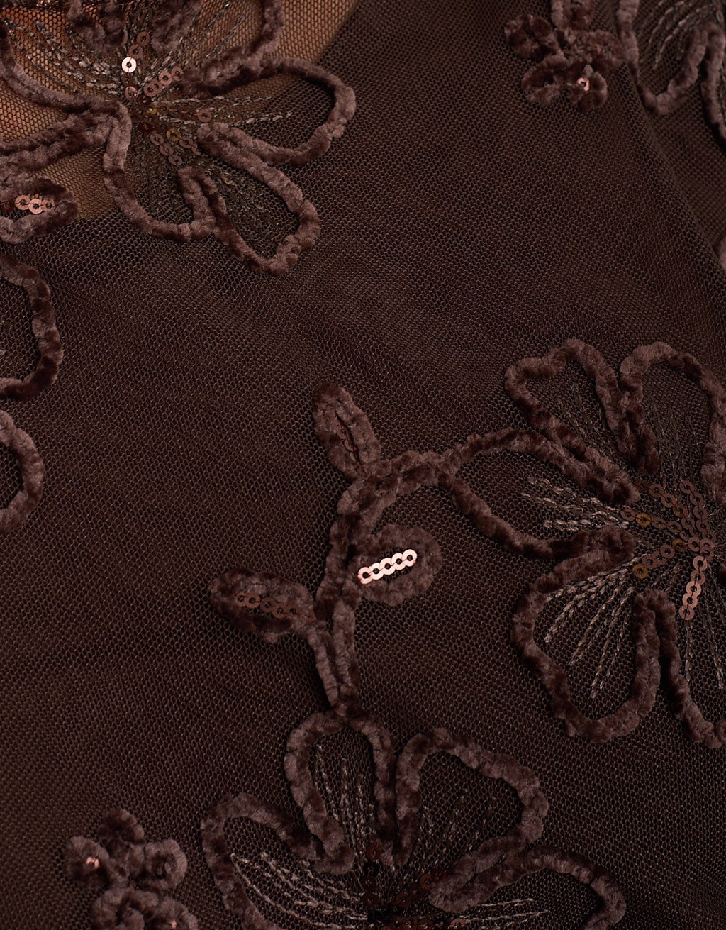 Maglietta Tulle Ricami Floccati Paillettes