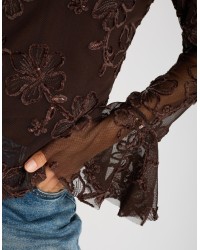 Maglietta Tulle Ricami Floccati Paillettes V