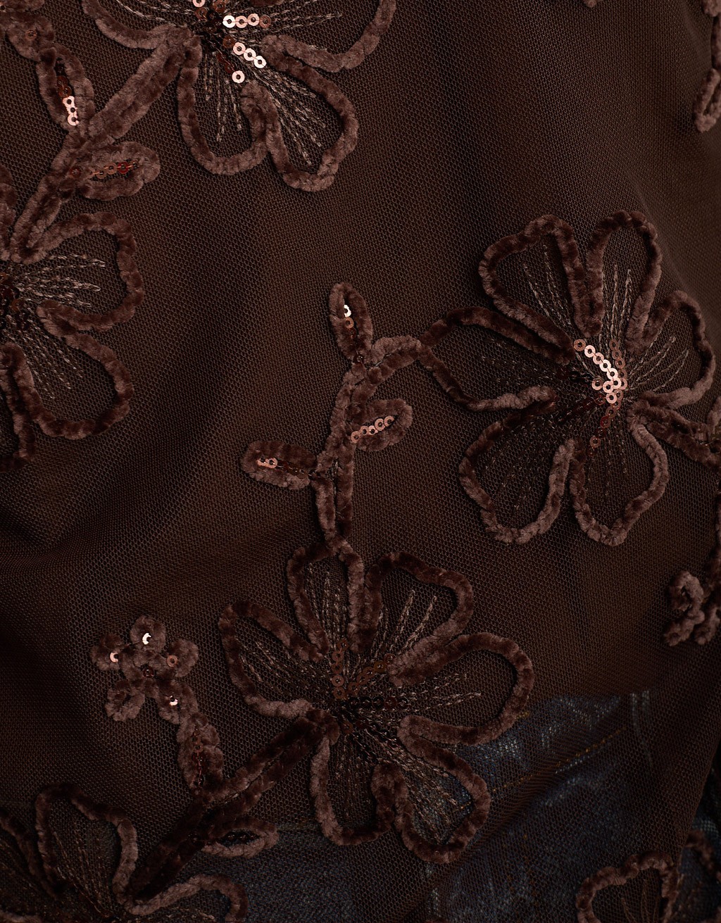 Maglietta Tulle Ricami Floccati Paillettes V