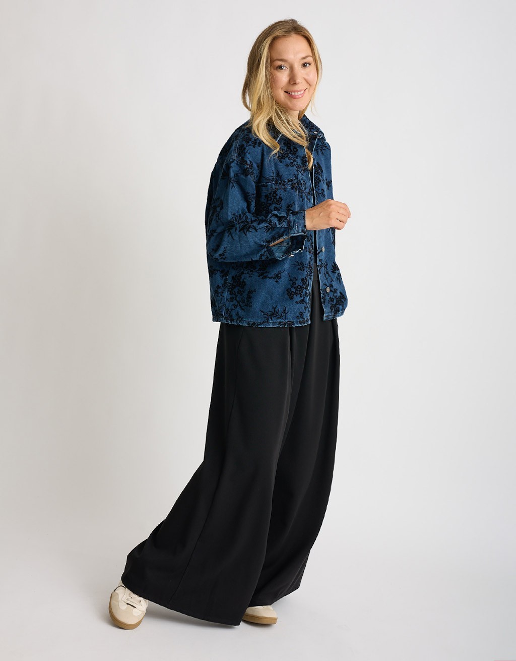 Giacca Camicia Jeans Floccata