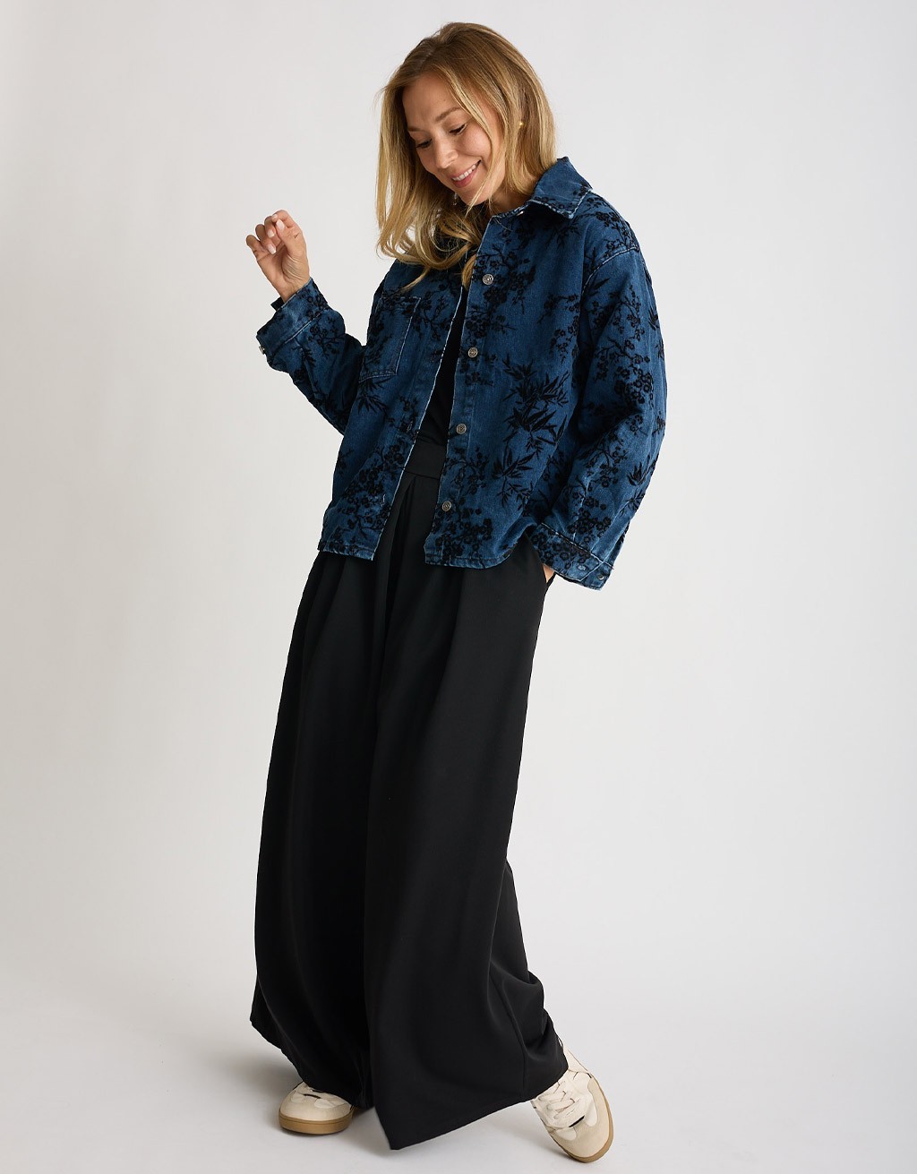 Giacca Camicia Jeans Floccata
