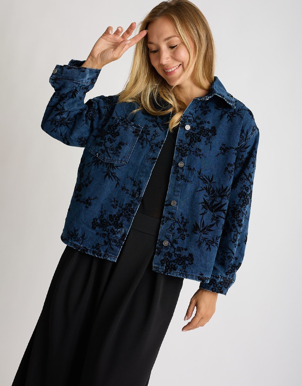 Giacca Camicia Jeans Floccata