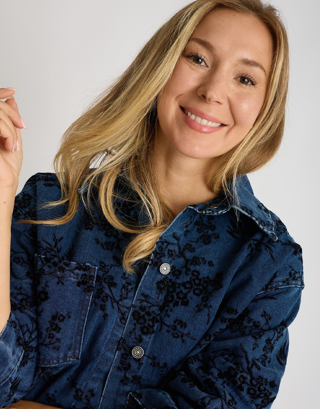 Giacca Camicia Jeans Floccata