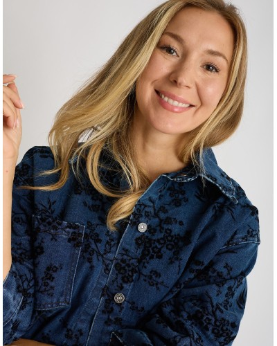 Giacca Camicia Jeans Floccata