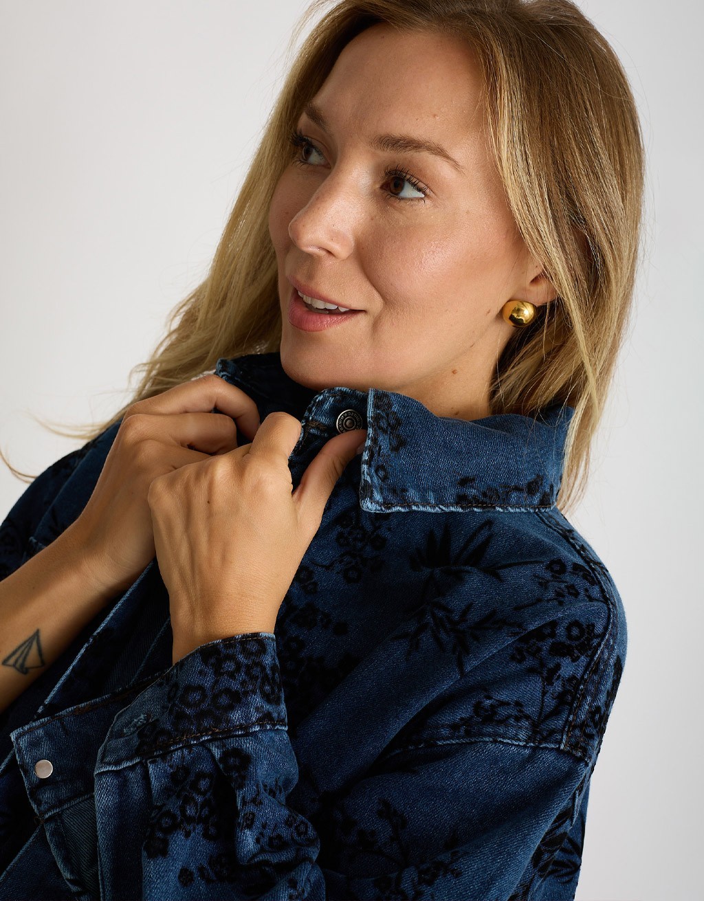 Giacca Camicia Jeans Floccata
