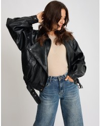 Bomber Finta Pelle Chiusura Diagonale