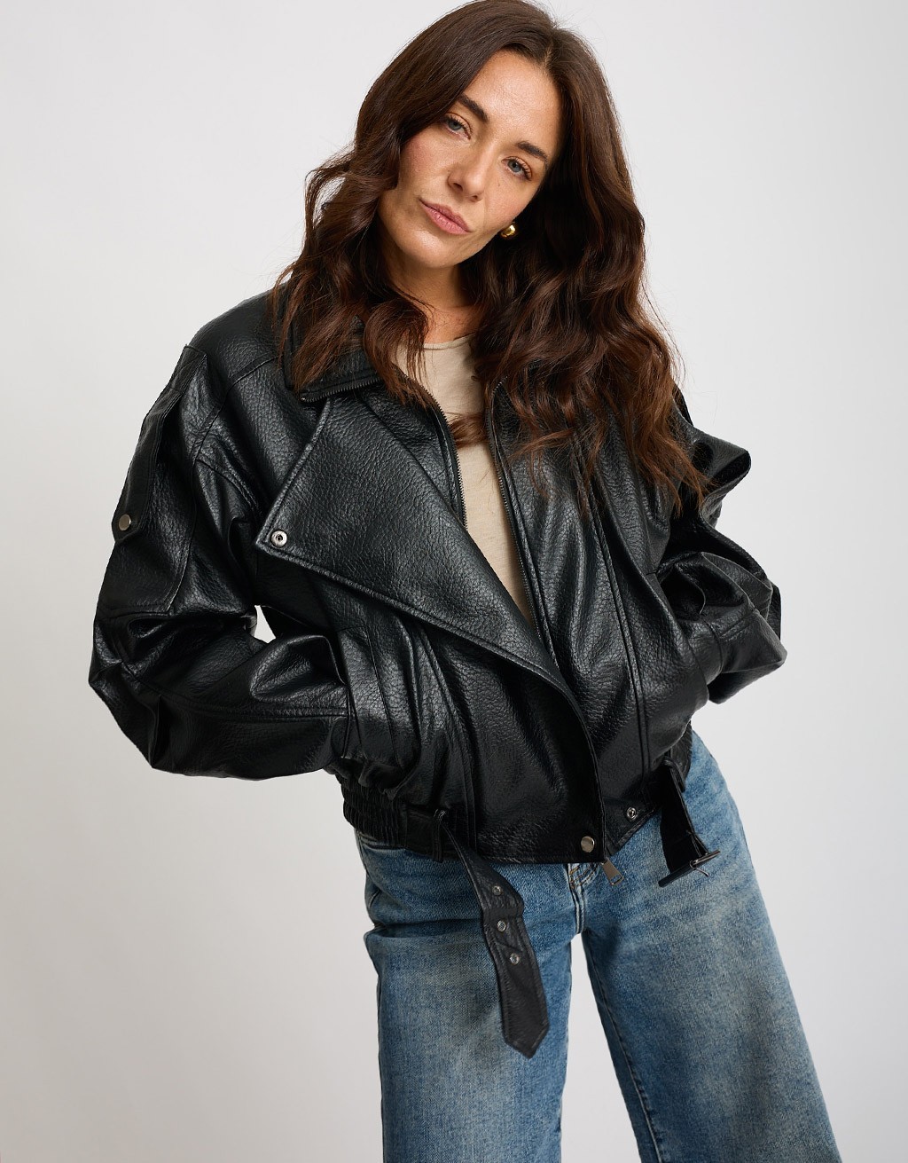 Bomber Finta Pelle Chiusura Diagonale