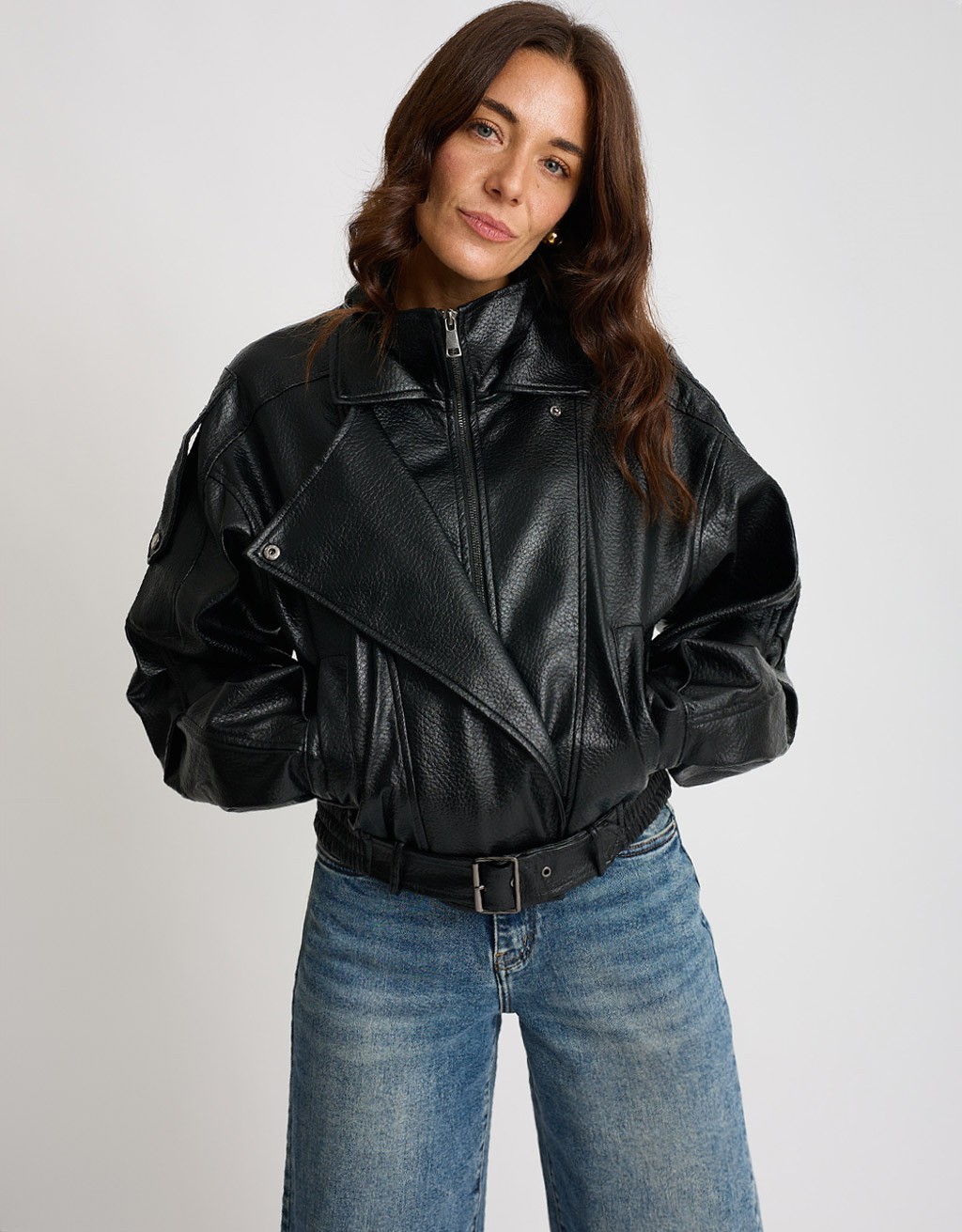 Bomber Finta Pelle Chiusura Diagonale