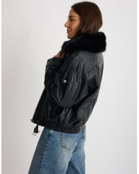 Bomber Finta Pelle Con Pelliccia