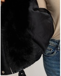 Bomber Finta Pelle Con Pelliccia