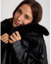 Bomber Finta Pelle Con Pelliccia