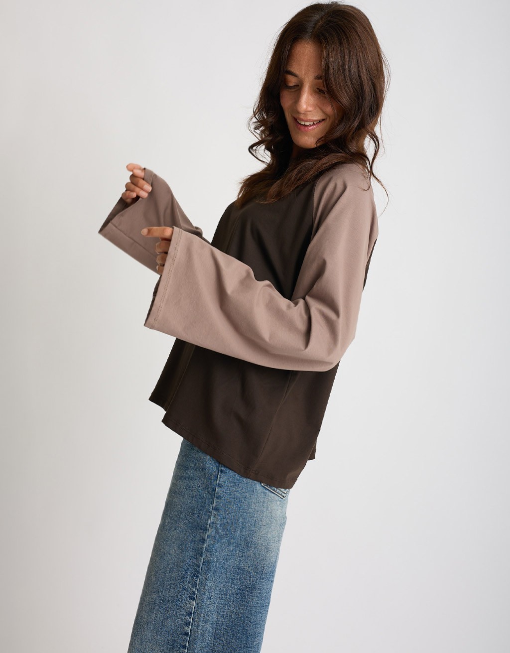 Maglietta Longsleeve Cotone Bicolore