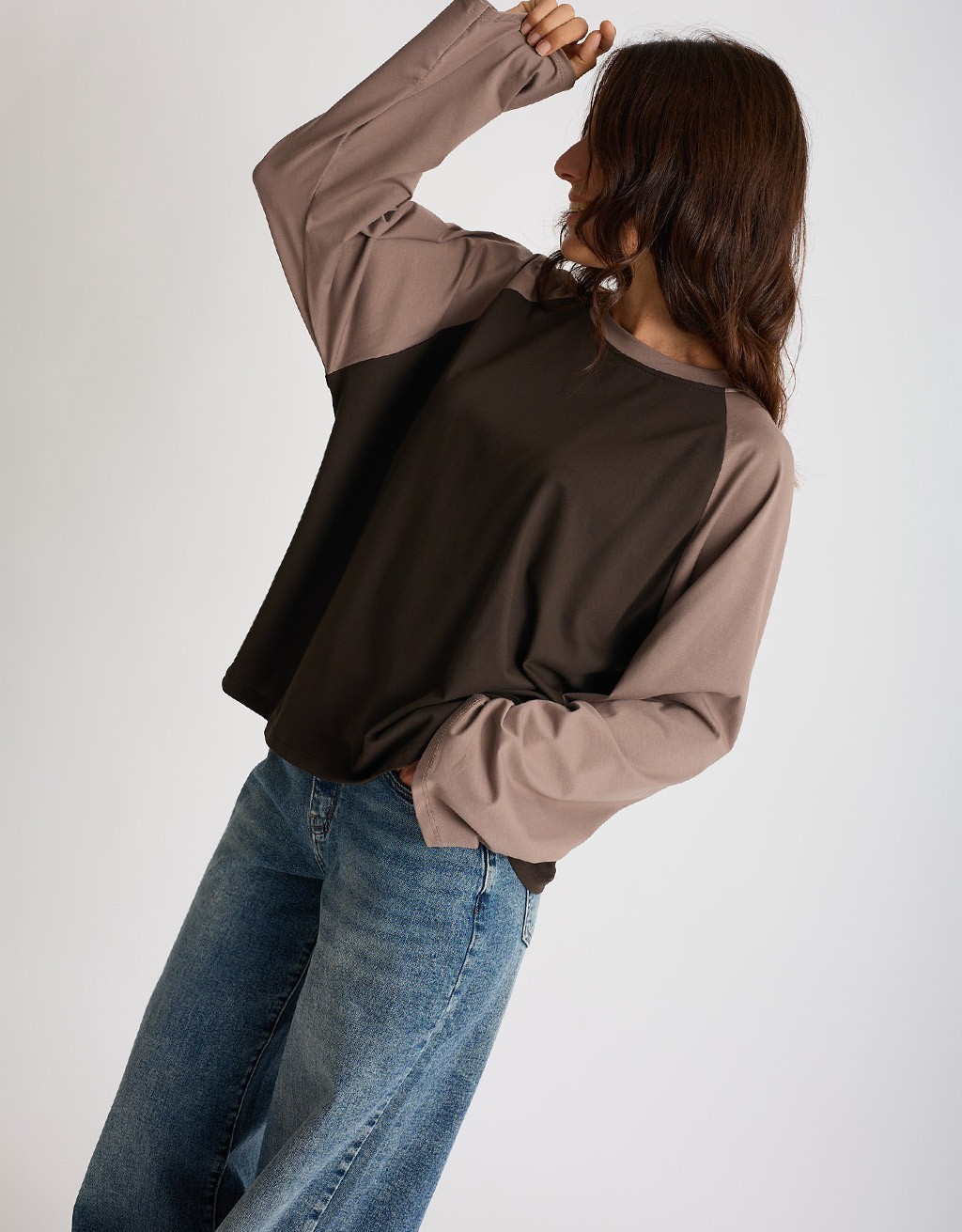 Maglietta Longsleeve Cotone Bicolore