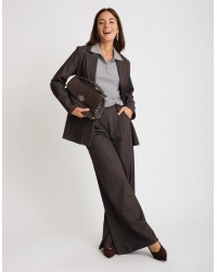Pantalone Palazzo Gessato Effetto Denim