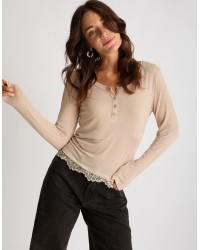 Maglia Serafino Ultralight Cashmere Con Pizzo