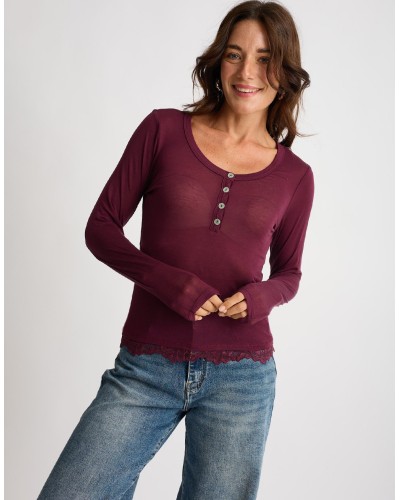 Maglia Serafino Ultralight Cashmere Con Pizzo