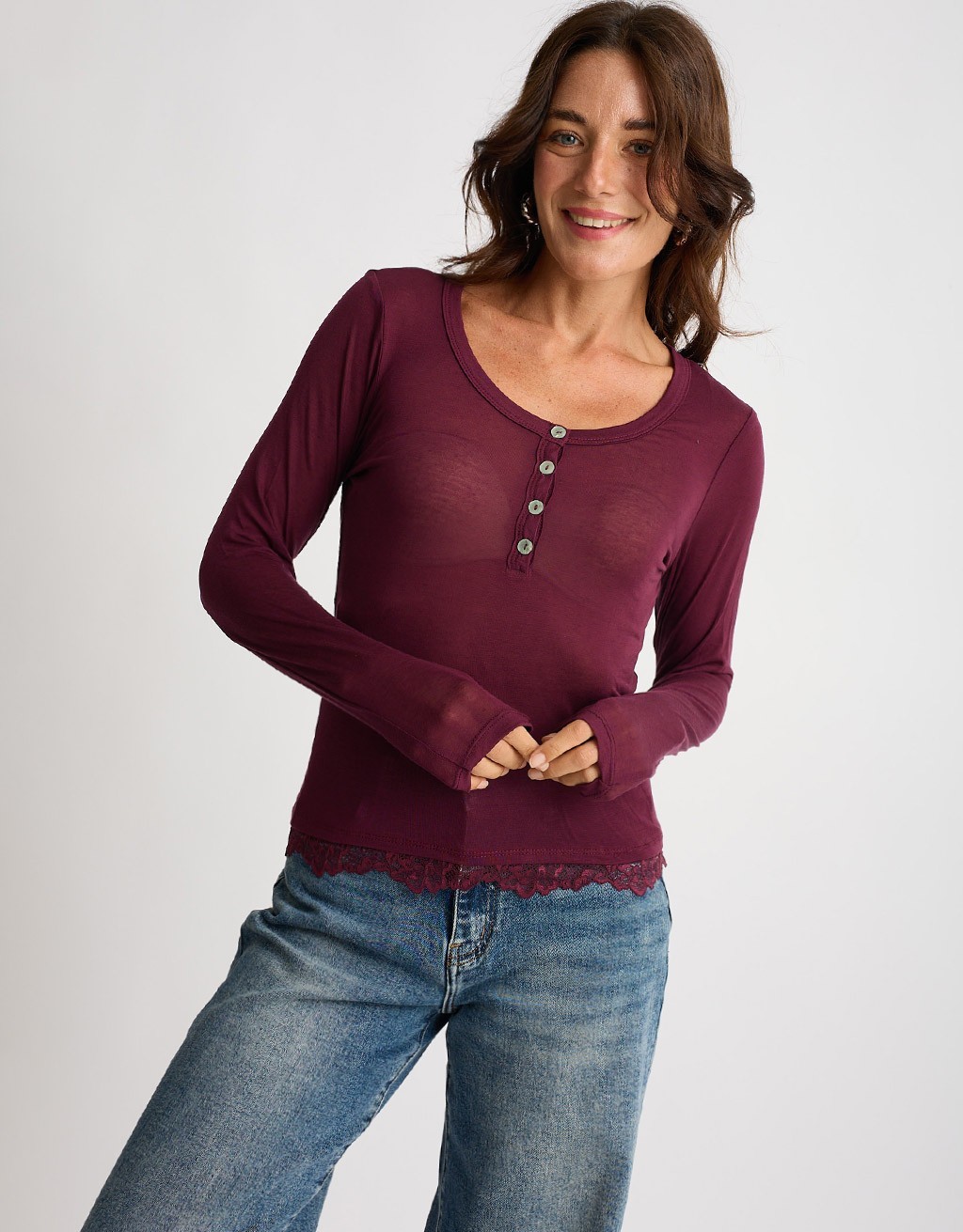 Maglia Serafino Ultralight Cashmere Con Pizzo