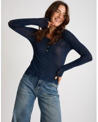 Maglia Serafino Ultralight Cashmere Con Pizzo