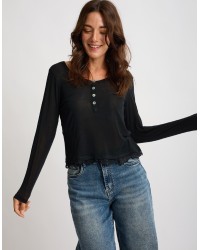 Maglia Serafino Ultralight Cashmere Con Pizzo